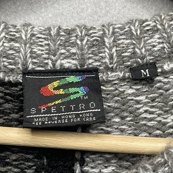 Vintage 90s Spettro Geometric Knit Grandpa Sweater M - Picture 2 of 5